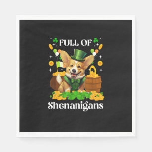 Guardanapo De Papel Cheio Do Cão De Dia de São Patrício De Corgi Shena
