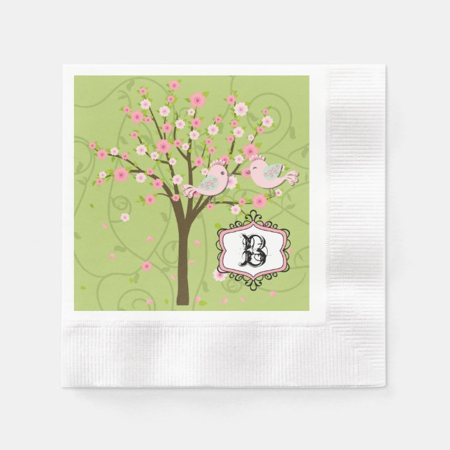 Guardanapo De Papel Cherry Blossom Birs Papel de Casamento Napkins (Frente)
