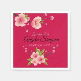 Guardanapo De Papel Cherry Blossom Festa de formatura floral verde ros