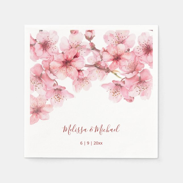 Guardanapo De Papel Cherry Blossom Pink White Wedding (Frente)
