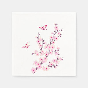 Guardanapo De Papel Cherry Blossomo Floral Cor-de-rosa Branco