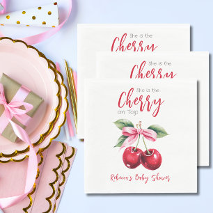 Guardanapo De Papel Cherry no Chá de fraldas de Arco Rosa Superior