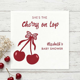 Guardanapo De Papel Cherry on Top Baby Shower Coquette Minimal Decor
