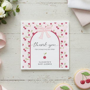 Guardanapo De Papel Cherry On Top Baby Shower Coquette Rosa Fofo