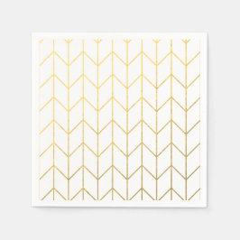 Guardanapo De Papel Chevron Branco Dourado Fundo Moderno Chic