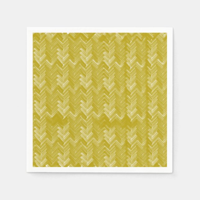 Guardanapo De Papel Chevron Herringbone Pattern Vintage Dourado (Frente)