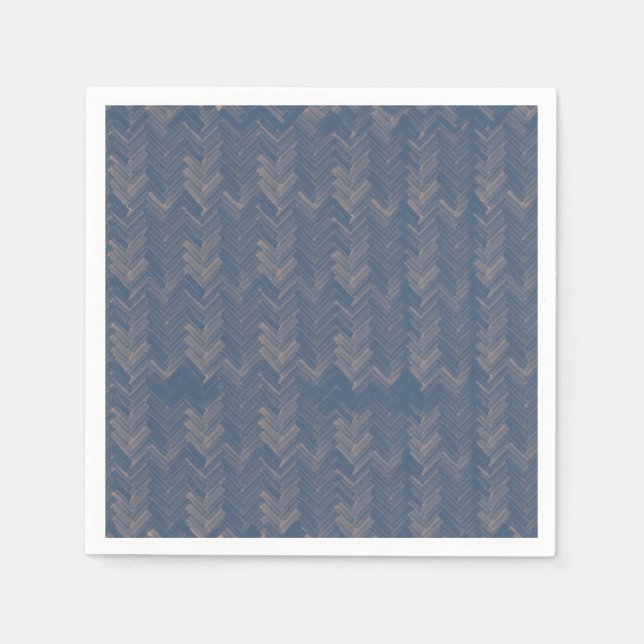 Guardanapo De Papel Chevron Herringbone Patterno Retro Azul (Frente)