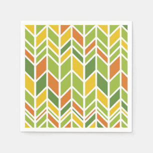 Guardanapo De Papel Chevron Laranja e Verde Retroativo Zig-Zag