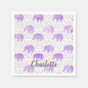 Guardanapo De Papel Chevron Primitivo do Elefante de Aquarela