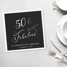 Guardanapo De Papel Chic 50th Festa de aniversário Black