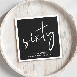 Guardanapo De Papel Chic 60th Festa de aniversário Black