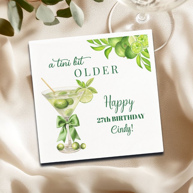 Guardanapo De Papel Chic A Tini Bit Older Lime Martini 27th Birthday (Criador carregado)
