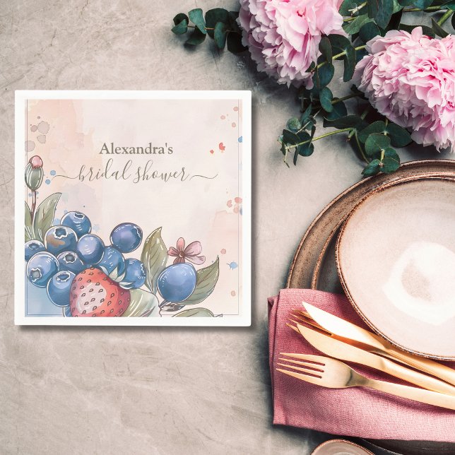 Guardanapo De Papel Chic Berry Doce Morango Chá de Noiva (Criador carregado)