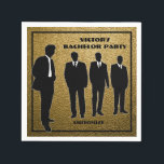 Guardanapo De Papel Chic Black & Dourado Bachelor Party<br><div class="desc">*Personalize com seu texto.</div>
