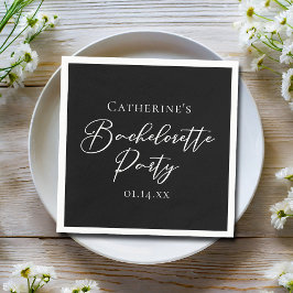 Guardanapo De Papel Chic Black White Minimalist Bachelorette Party