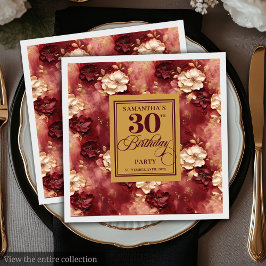 Guardanapo De Papel Chic Blush Burgundy Dourada Boho Party