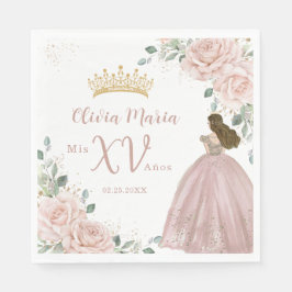 Guardanapo De Papel Chic Blush Rosa Princesa Floral Rosa Vestida Quinc