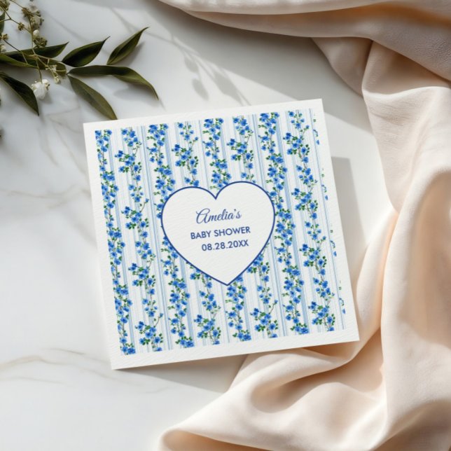 Guardanapo De Papel Chic Boho Azul Convite de Flor de Criança para Chu (Criador carregado)