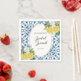 Guardanapo De Papel Chic Boho Cítrico Chuva de Noiva Azulejo Italiano