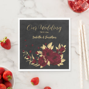 Guardanapo De Papel Chic burgundy e ouro preto