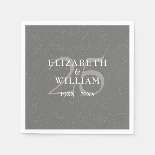 Guardanapo De Papel Chic Confetti do Casamento de 25 Silver (Frente)