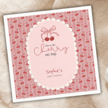 Chic Coquette Cherry On Top Pink Red Baby Shower 