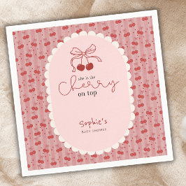 Guardanapo De Papel Chic Coquette Cherry On Top Pink Red Baby Shower 