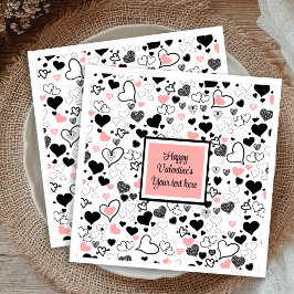Guardanapo De Papel Chic Custom Valentine’s Day Heart Sketch Tableware