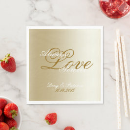 Guardanapo De Papel Chic Dourado Cream Amor Sempre Casamento