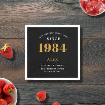 Chic Dourado Elegante Preto do Nome do aniversário