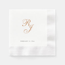 Guardanapo De Papel Chic Dourado Monograma Script Casamento Napkins
