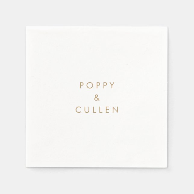 Guardanapo De Papel Chic Dourado Typografia Casamento Napkins (Frente)
