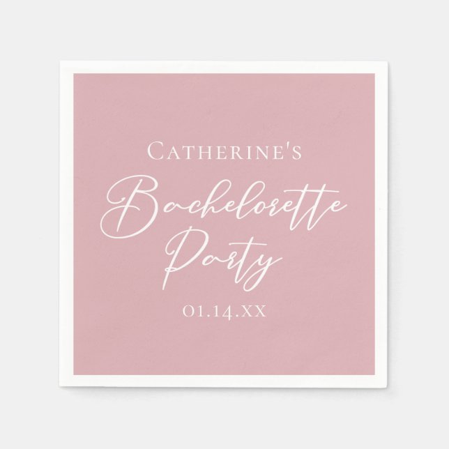 Guardanapo De Papel Chic Dusty Rose Pink Bachelorette Party (Frente)