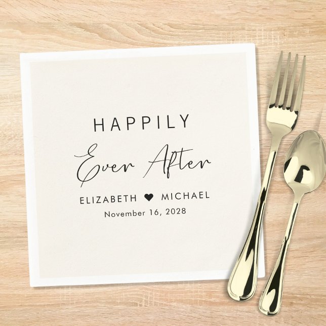 Guardanapo De Papel Chic Felizes para Sempre Creme Casamento (Criador carregado)