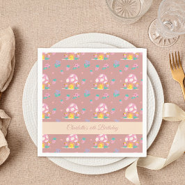 Guardanapo De Papel Chic Floral Mushroom Patterno Blush Pink Aniversár