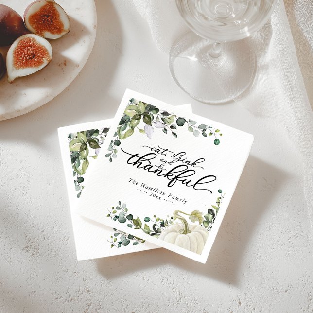 Guardanapo De Papel Chic Greenery Pumpkin Janto de Ação de Graças (Criador carregado)