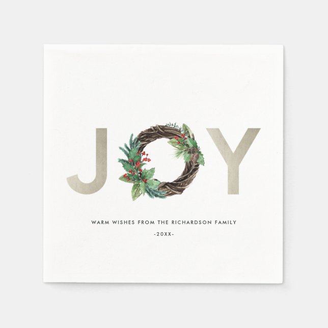 GUARDANAPO DE PAPEL CHIC HOLLY BERRY GREEN SILVER JOY WREATH NATMAS (Frente)