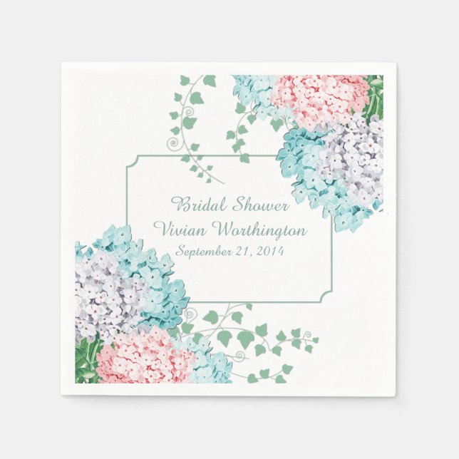 Guardanapo De Papel Chic Hydrangeas e Ivy Chá de panela Napkins (Frente)