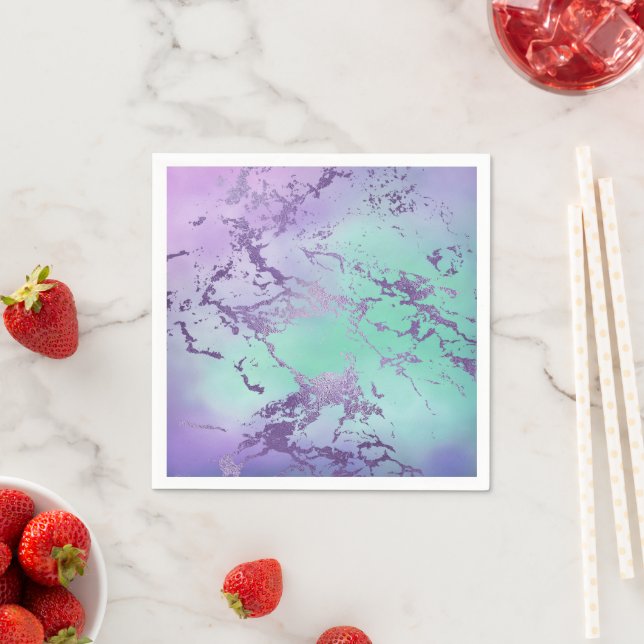 Guardanapo De Papel Chic Marble | Lavanda Roxo e Mint Verde (Insitu)