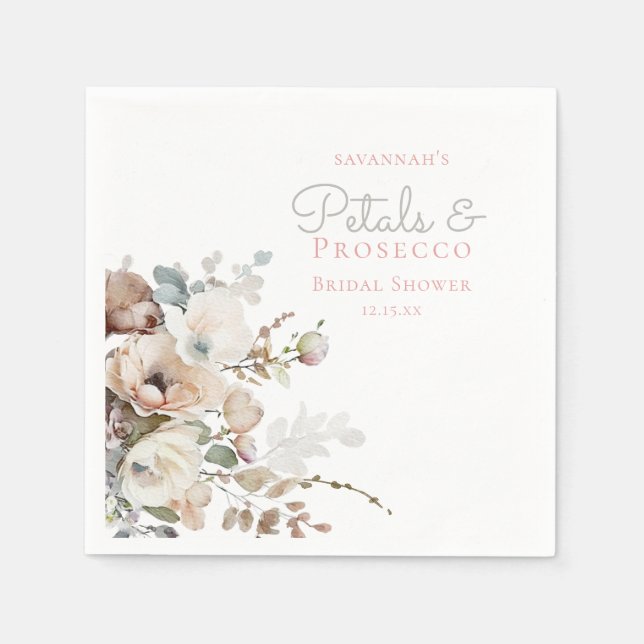 Guardanapo De Papel Chic Pétalas de Teal e Brinde Floral de Prosecco p (Frente)