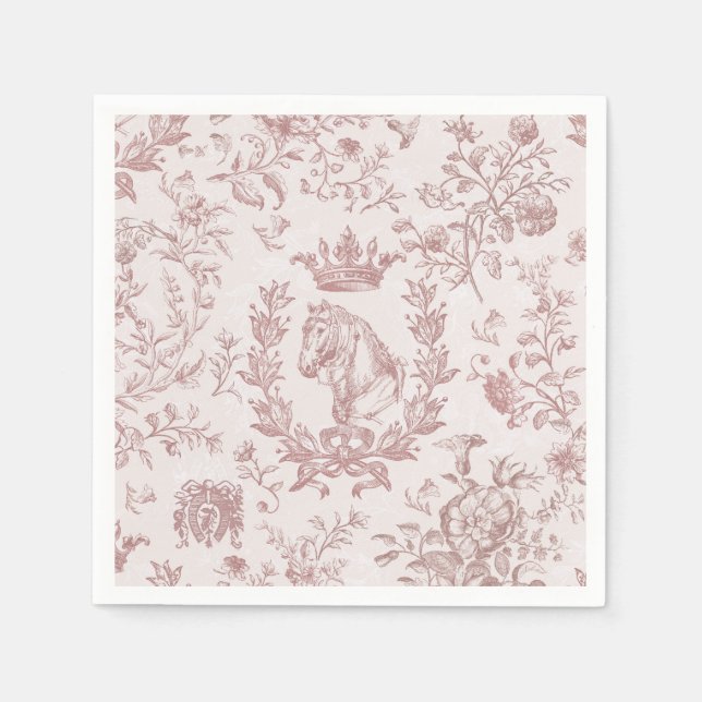 Guardanapo De Papel Chic Plum Beige Equestre Clássico Elegante (Frente)