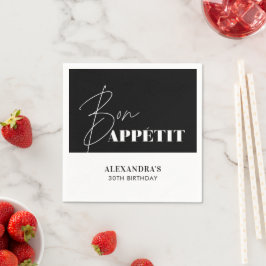 Guardanapo De Papel Chic Preto e Branco Bon Appétit Aniversário 