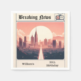 Guardanapo De Papel Chic Retro men aniversário de 30 anos de jornal pa