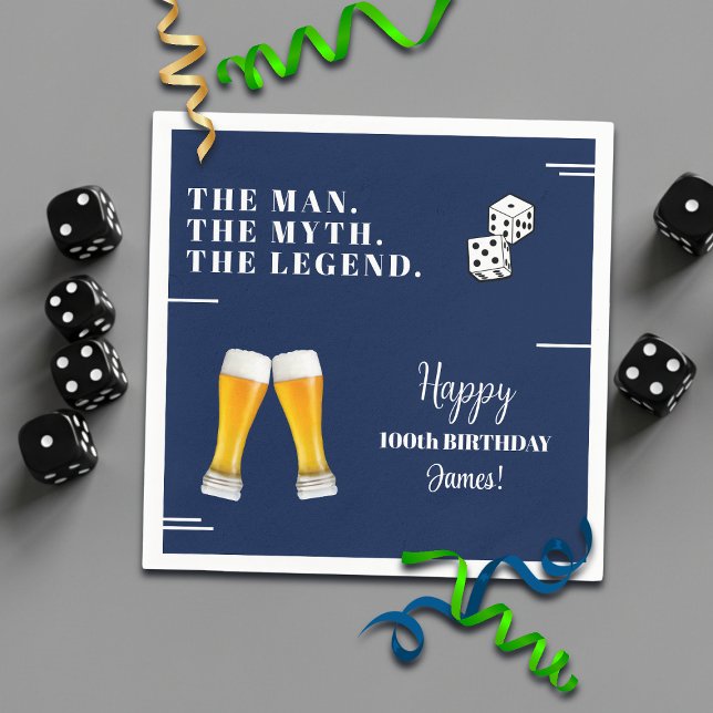 Guardanapo De Papel Chic Rolling Dices Pints 100th Birthday (Criador carregado)