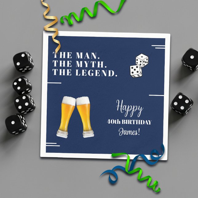 Guardanapo De Papel Chic Rolling Dices Pints 40th Birthday (Criador carregado)