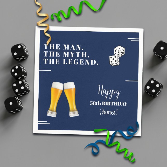 Guardanapo De Papel Chic Rolling Dices Pints 58th Birthday (Criador carregado)