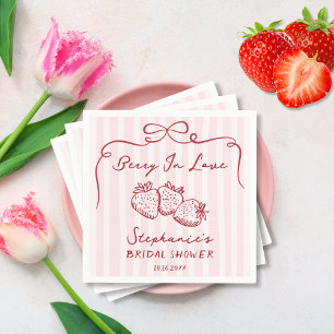 Guardanapo De Papel Chic Rosa Berry In Love Chá de Noiva Personalizado