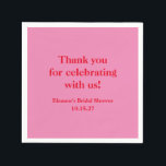 Guardanapo De Papel Chic Rosa Vermelho Personalizado Chá de Noiva Obri<br><div class="desc">Chic Moderno Elegante Rosa Vermelho Personalizado Chá de Noiva Obrigado Guardanapos</div>