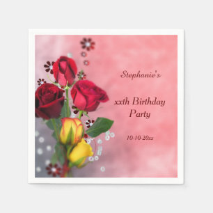 Guardanapo De Papel Chic Rosas Vermelhas e Amarelas Aniversário