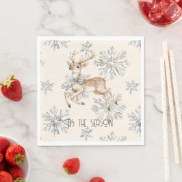 Guardanapo De Papel Chic Rustic Christmas Cream Deer Snowflakes